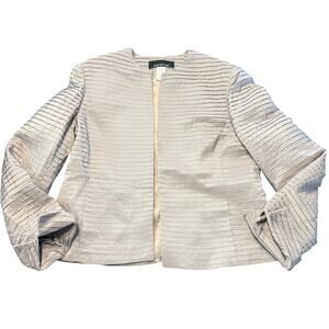 Jones New York lilac/silvery tiered formal jacket, pockets, hook/eye closure, 12